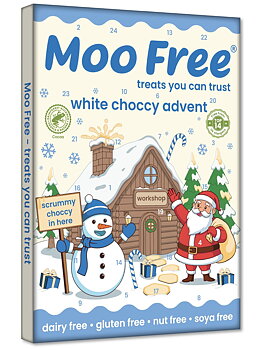 vegansk adventskalender vit choklad moo free
