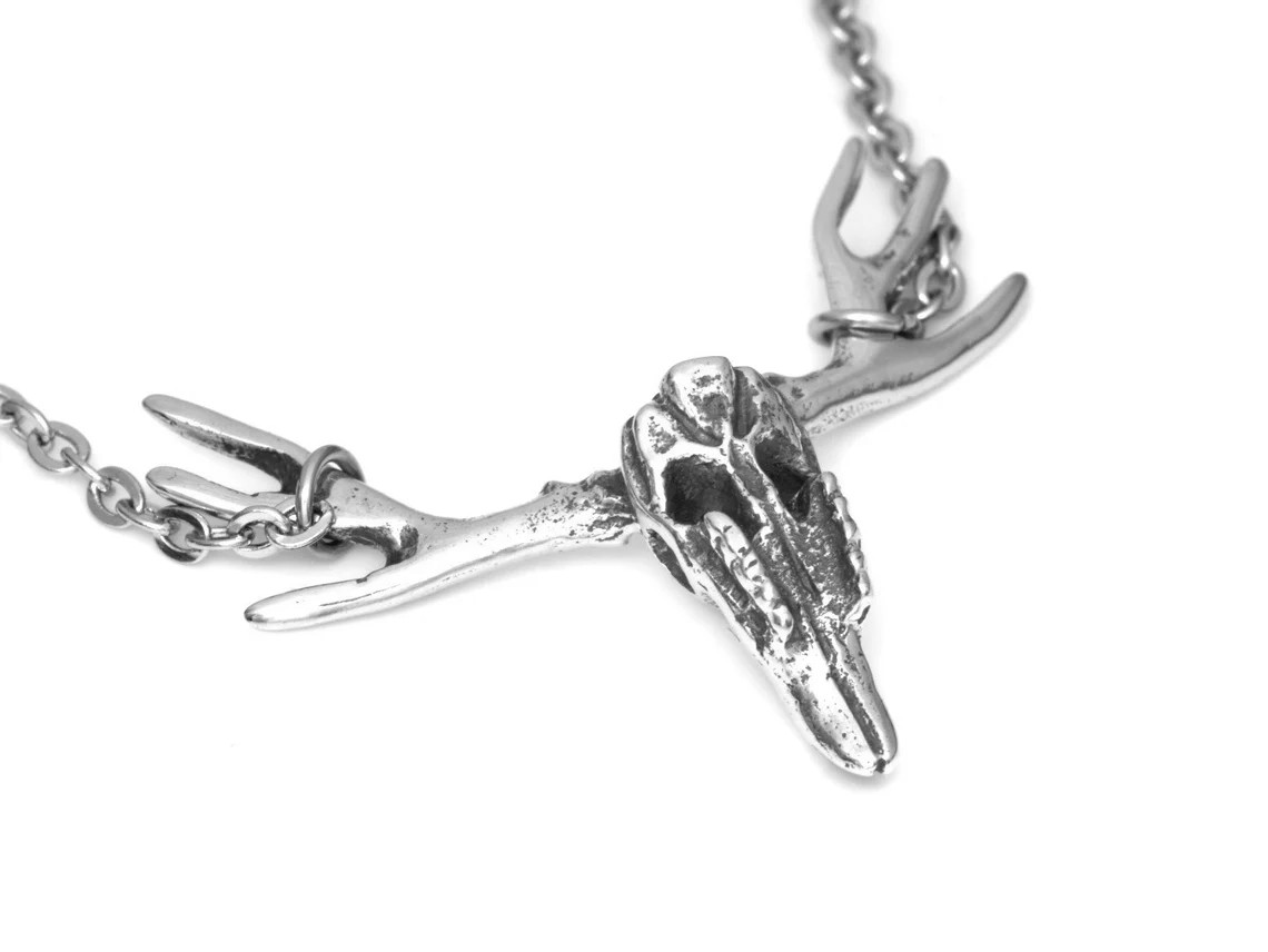 Hjortskalle Halsband, Handgjort Hjort Döskalle Smycke - 3