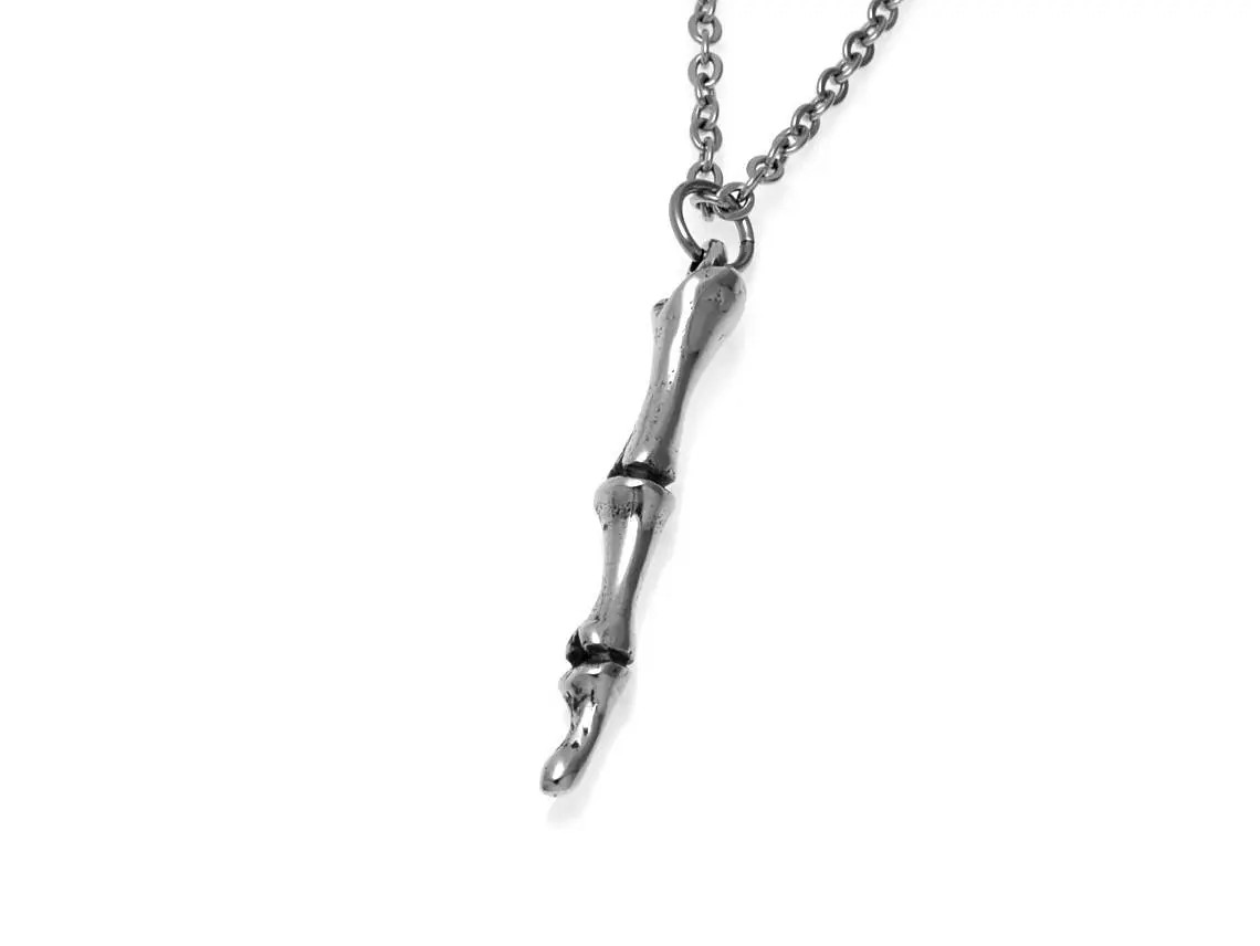 Fingerben Halsband, Handgjort Skelett Smycke - 3