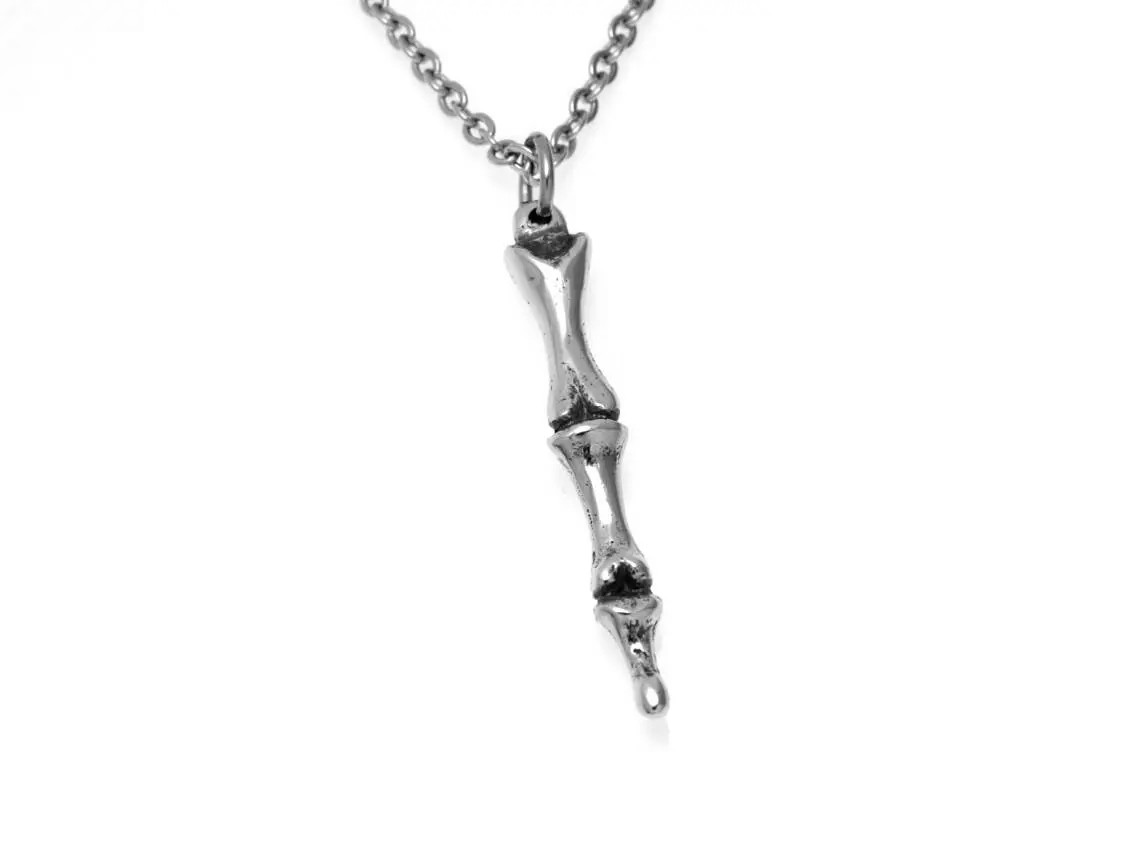 Fingerben Halsband, Handgjort Skelett Smycke - 2