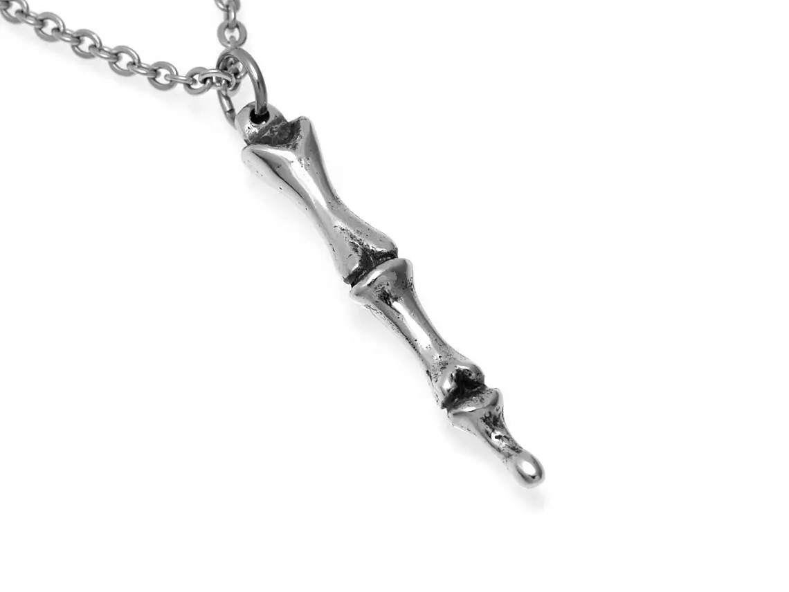Fingerben Halsband, Handgjort Skelett Smycke