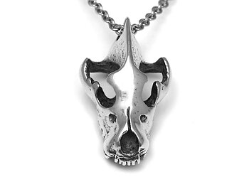 Hyenaskalle Halsband, Handgjort Hyena Döskalle Smycke