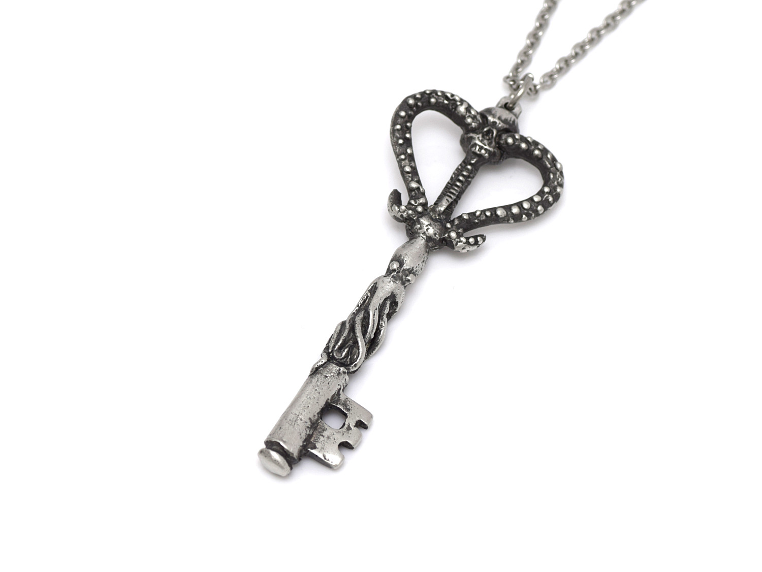 Skelettnyckel Halsband, Handgjort Bläckfisk Döskalle Smycke - 4