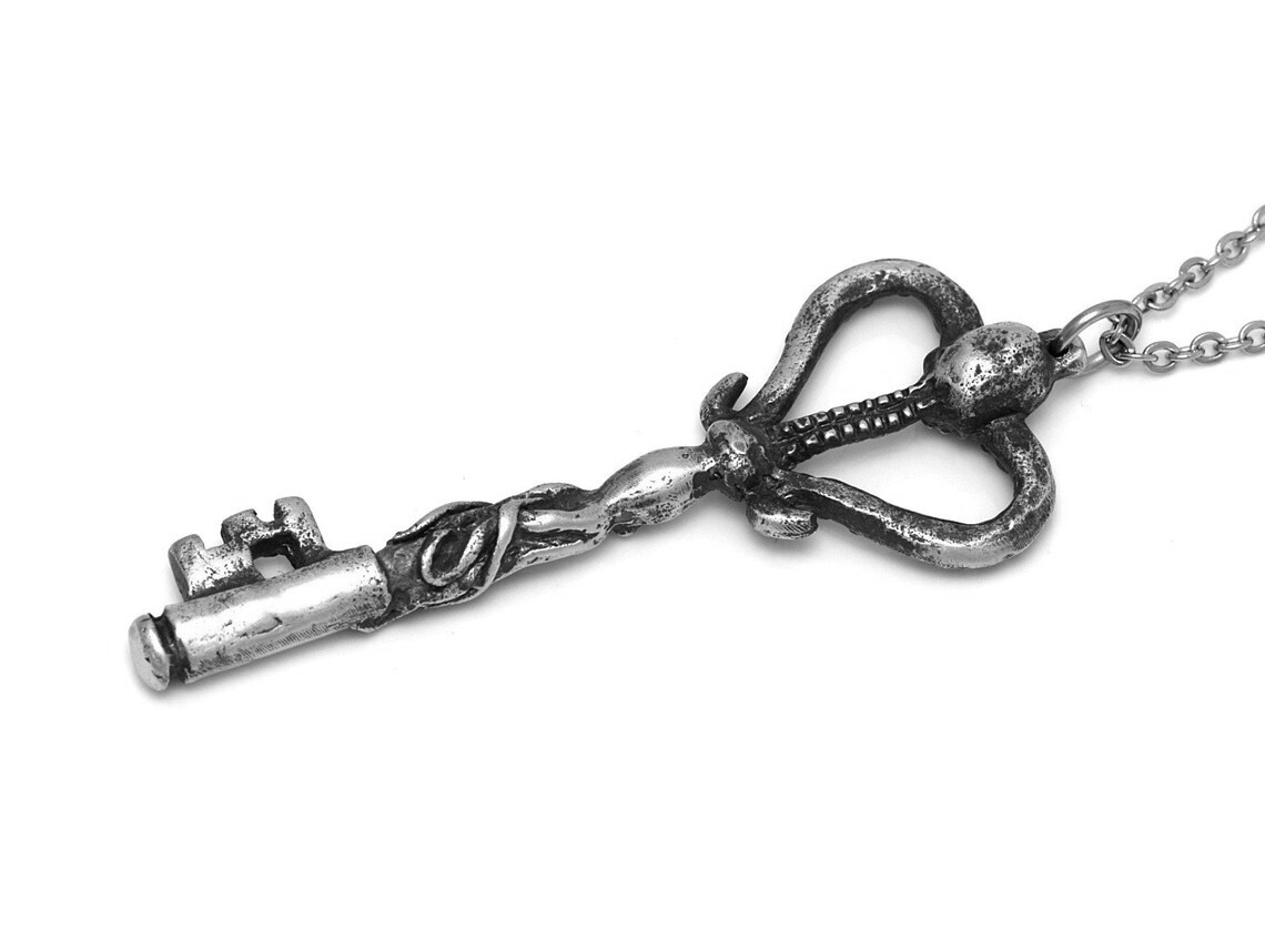 Skelettnyckel Halsband, Handgjort Bläckfisk Döskalle Smycke - 2