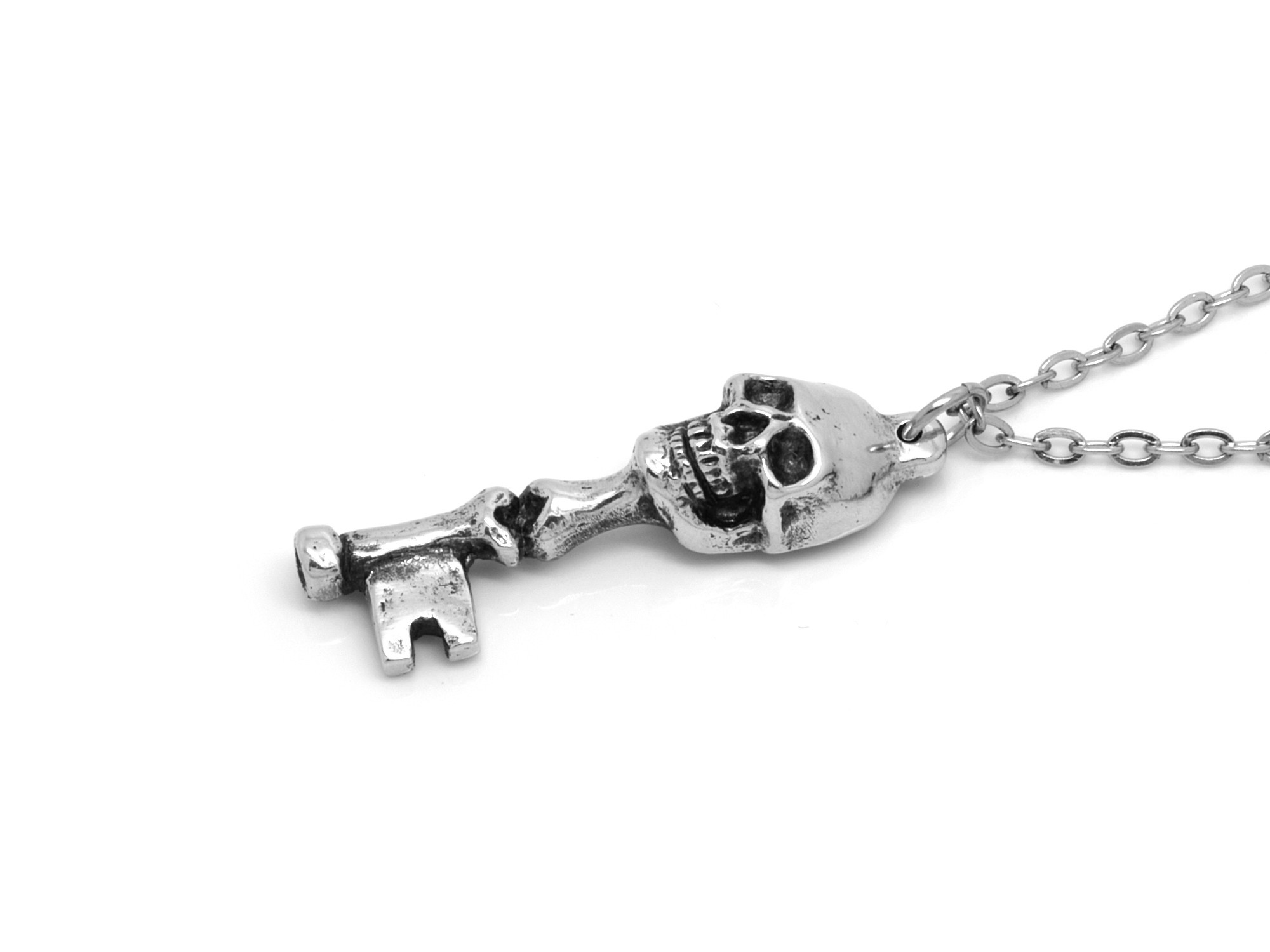 Skelettnyckel Halsband, Handgjort Döskalle Smycke - 3