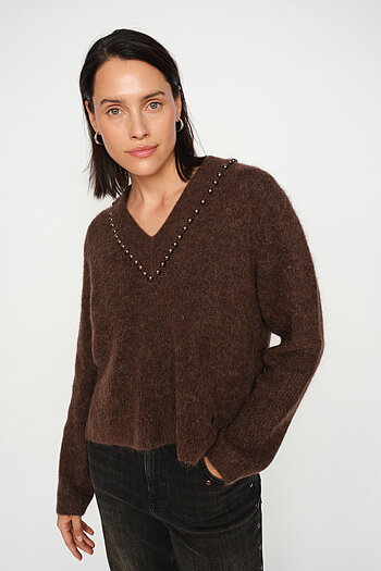 MMZora V-neck Bead Knit Bracken