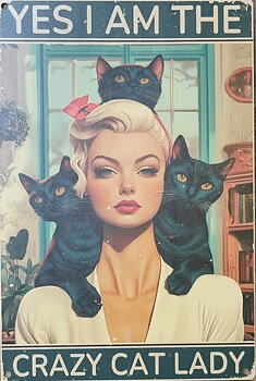 Metallskylt "I am the crazy catlady"