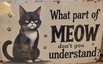 Metallskylt "Meow"