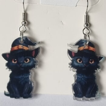 Örhänge, Halloweenkatt  FRAKTFRITT