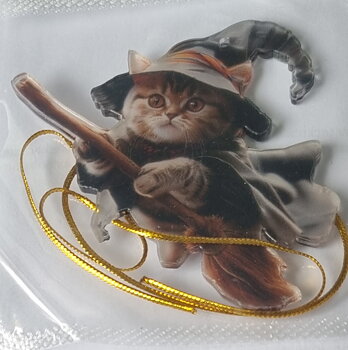Hänge, katt på kvast