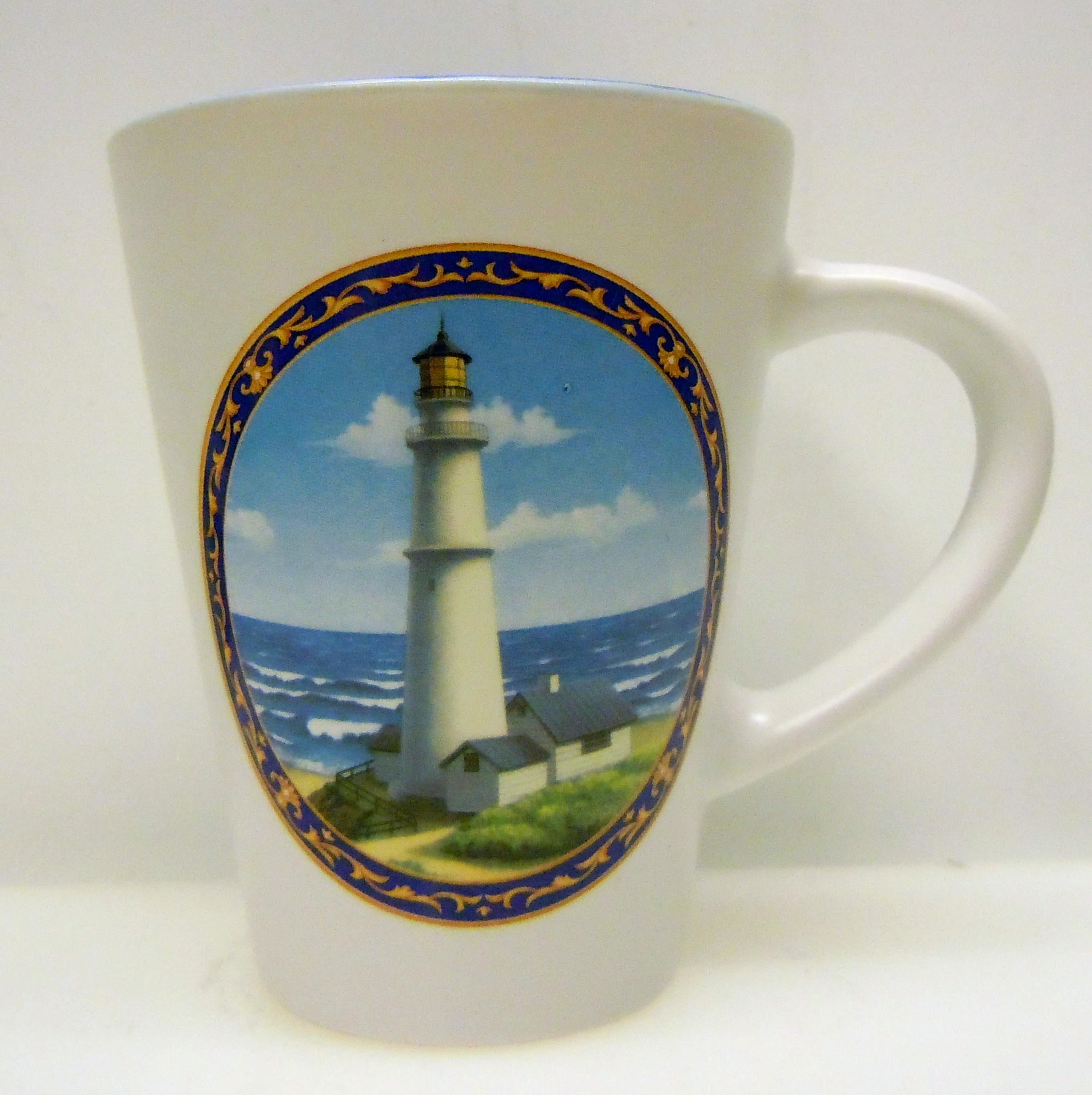 Mugg  vit med blå insida Fyrtorn Blue