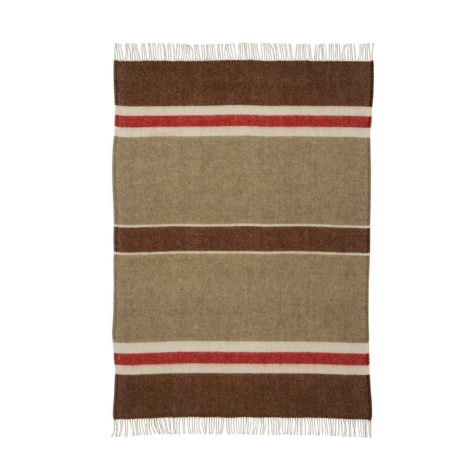 Ull rutete Stripe midi Brun Beige Rød Klippan Yllefabrik