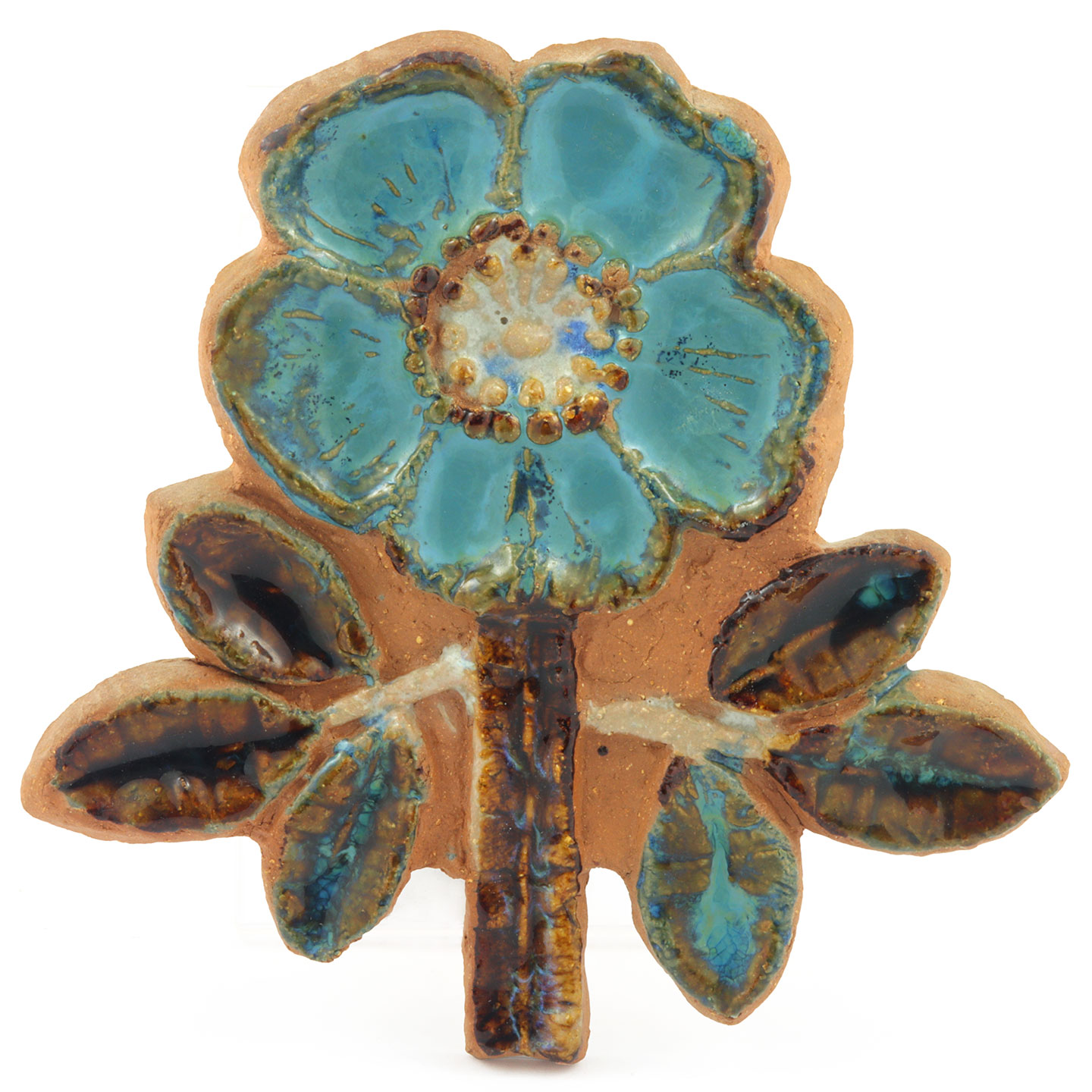 Gabi Citron ガビ作 陶板 花 Gabi Citron-Tengborg】ブルーのお花の