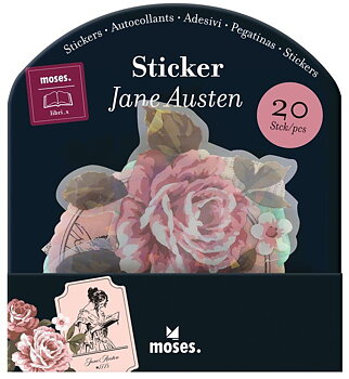 Libri_x : Jane Austen Vintage - Förpackning med 20 transparanta stickers med skimrande hologrameffekt