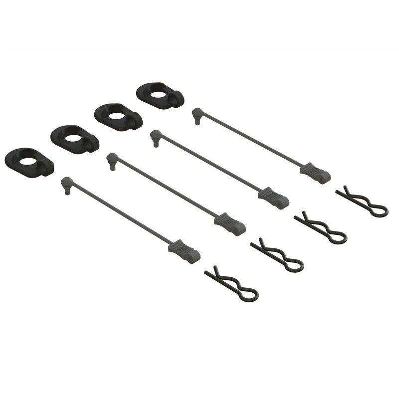 ARRMA Body Clip Retainers, Black (4): 1/5 Scale