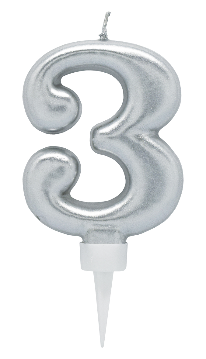 Tårtljus Silver 3 år