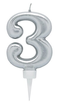 Tårtljus Silver 3 år