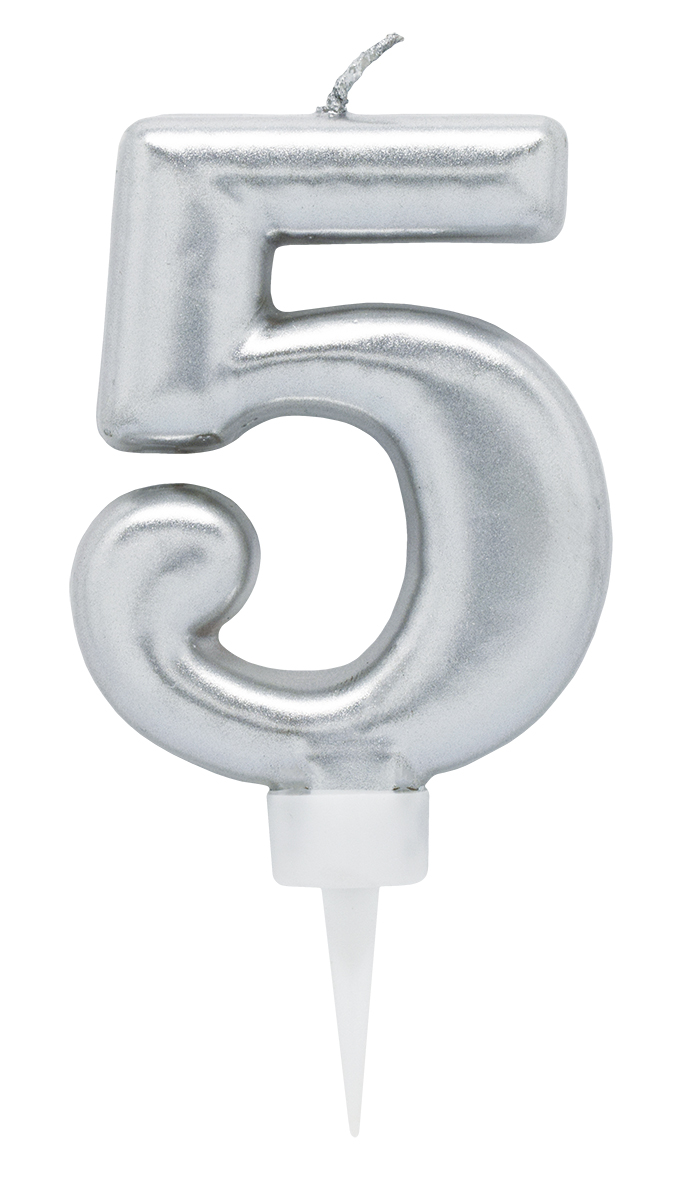 Tårtljus Silver 5 år