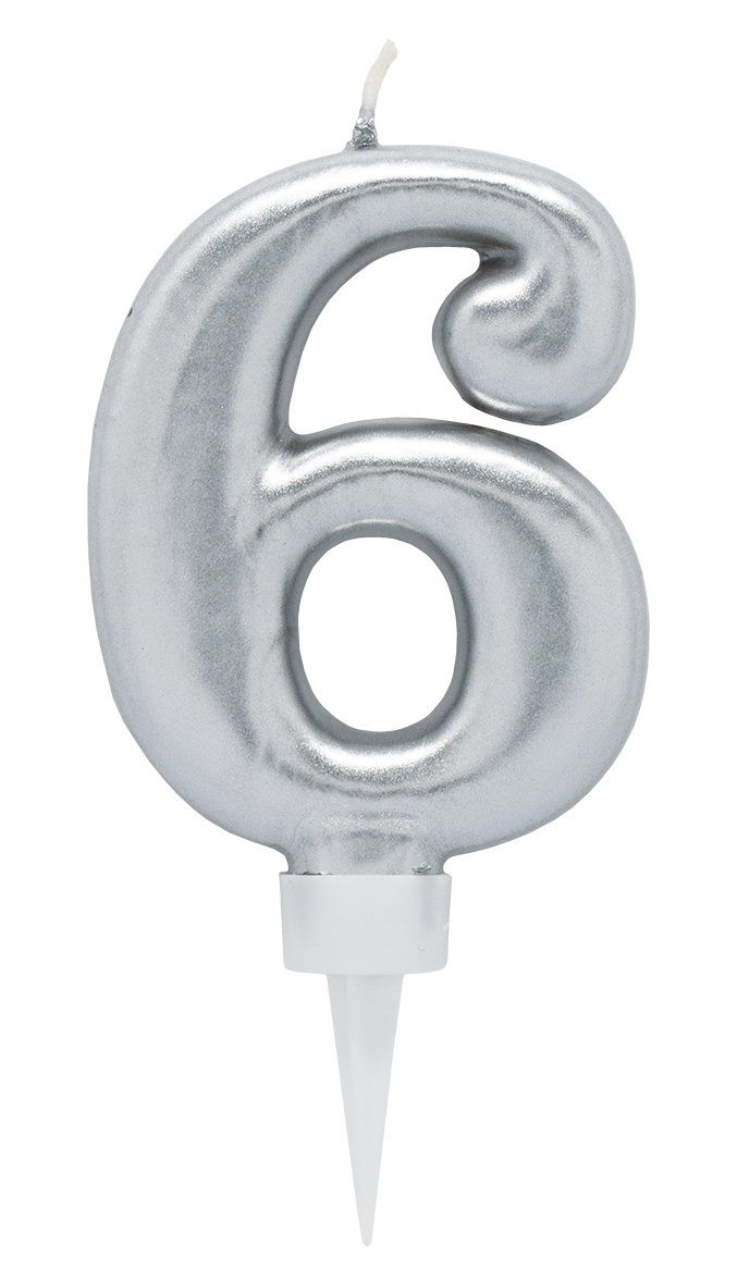 Tårtljus Silver 6 år