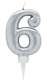 Tårtljus Silver 6 år