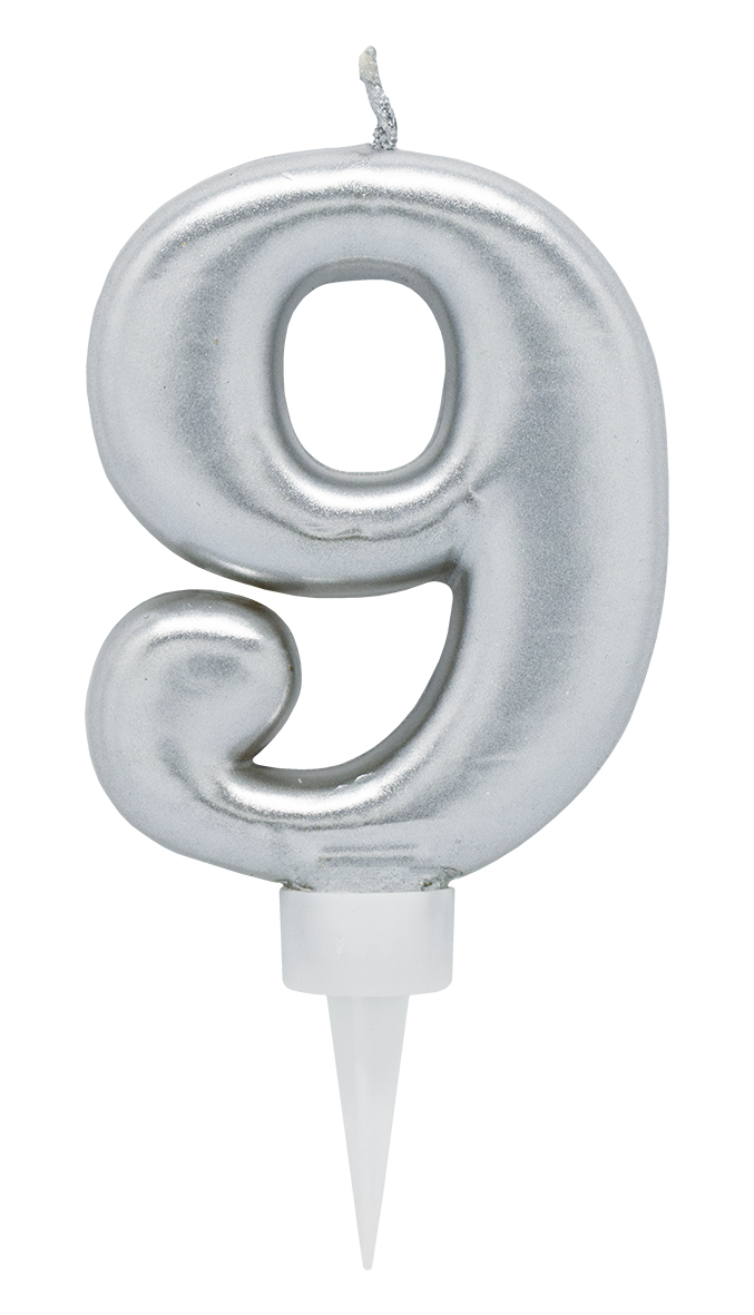 Tårtljus Silver 9 år