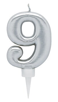 Tårtljus Silver 9 år