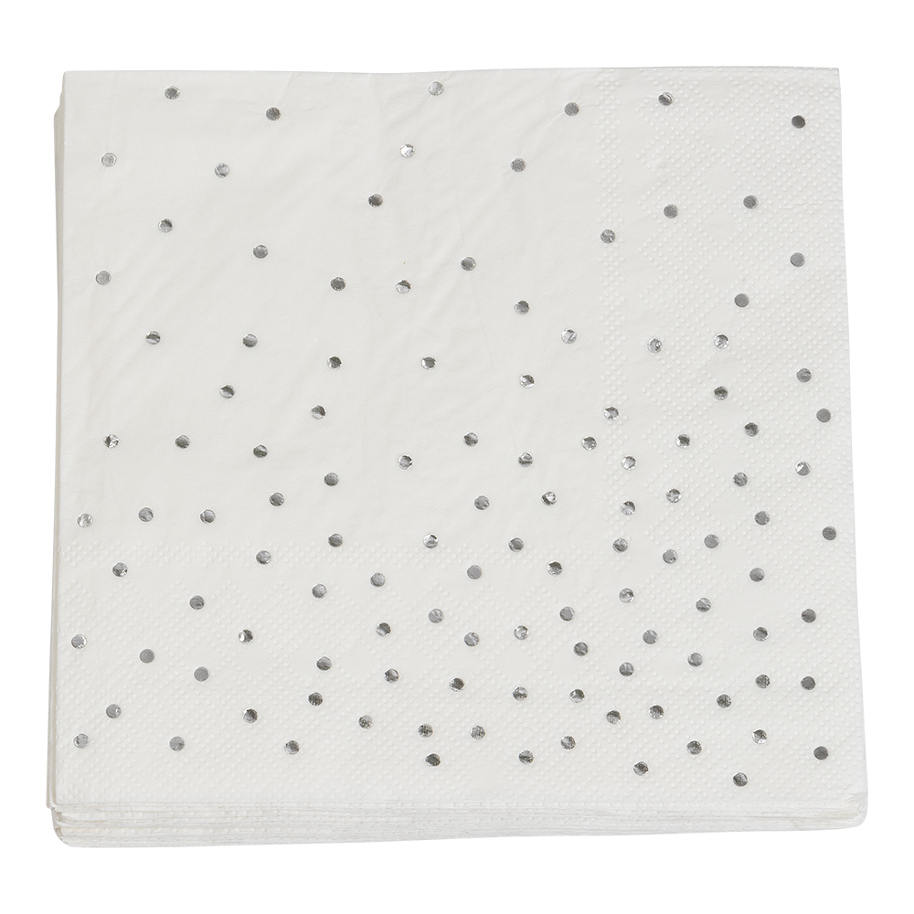 Papperservetter med Silverprickar 33 X 33 cm