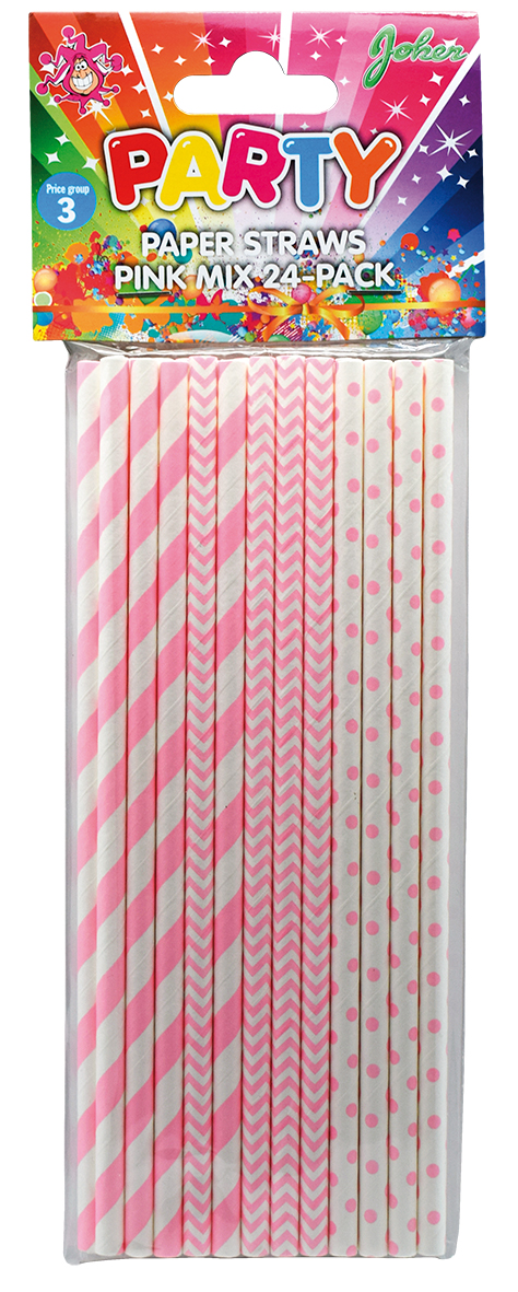 Pappersugrör Pink Mix 24-Pack