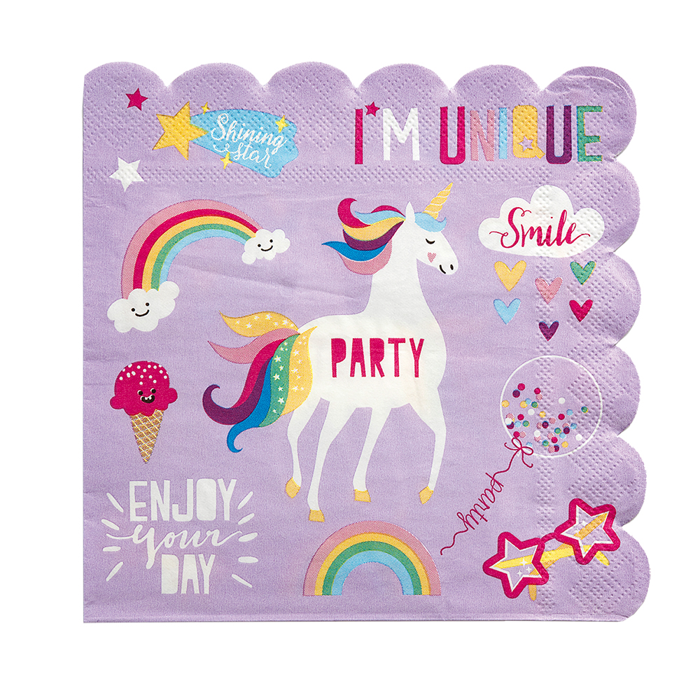 Servetter Unicorn  33 x 33 cm