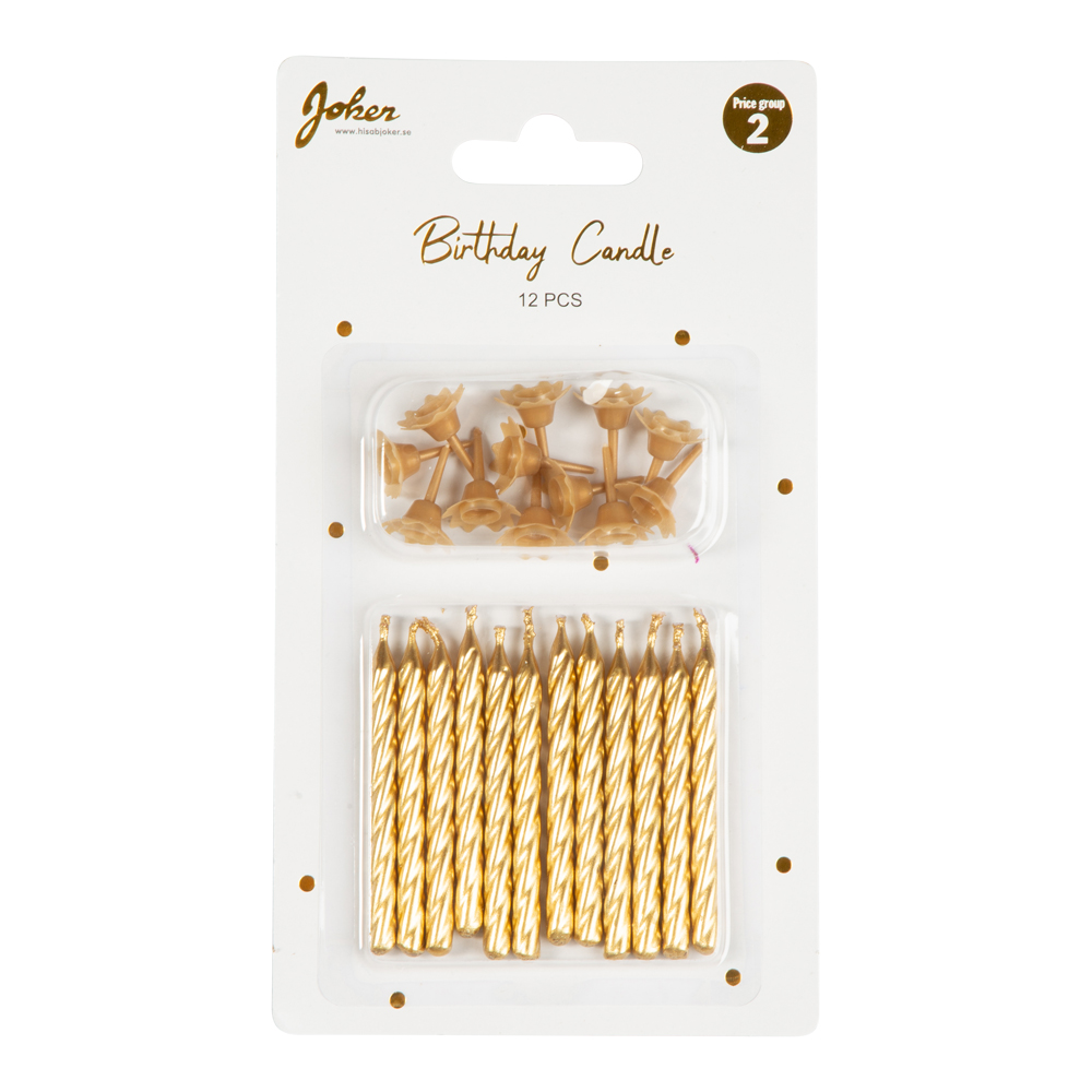 Tårtljus Gold 12 Pack