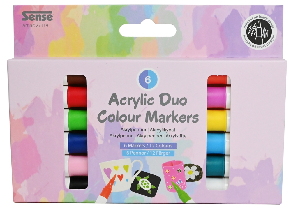 Sense Akrylpennor Dubbla Färger 6-P