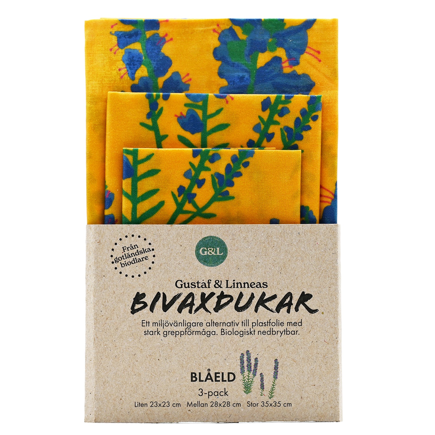 Gustaf & Linnea Bivaxduk Blåeld 3-pack