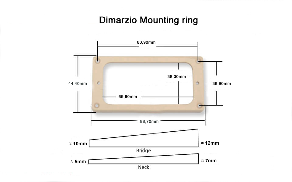 DiMarzio Humbucker Mounting Ring - Flat Bottom 5 x 7 (Black) - 2