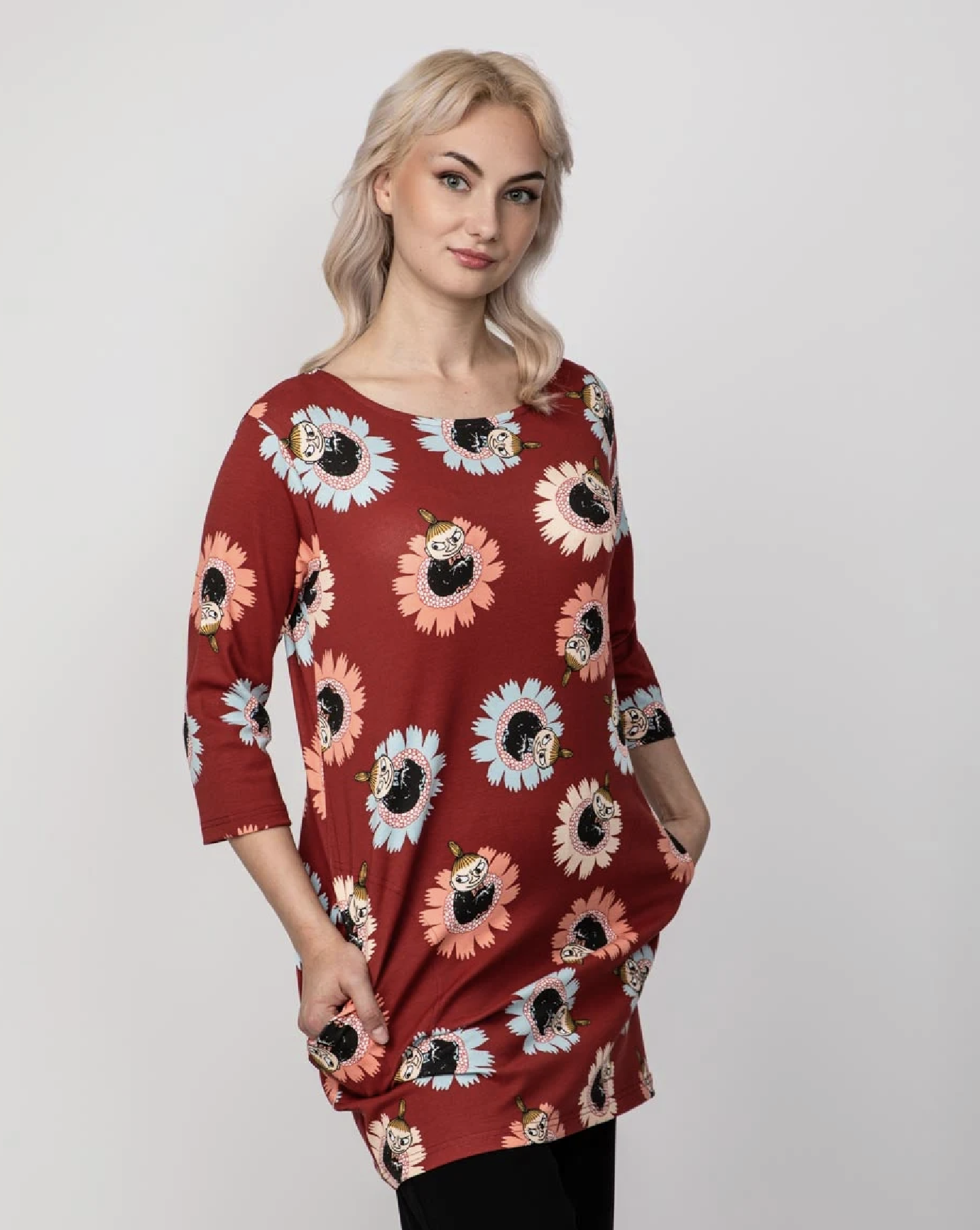 Mumin Dam Tunika - Blommig röd - 2