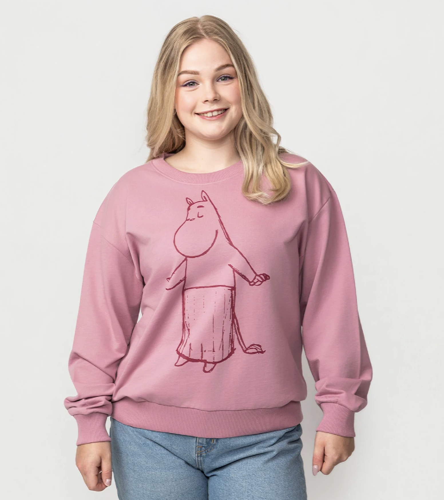 Mumin Dam Collegetröja - Prillig rosa - 2