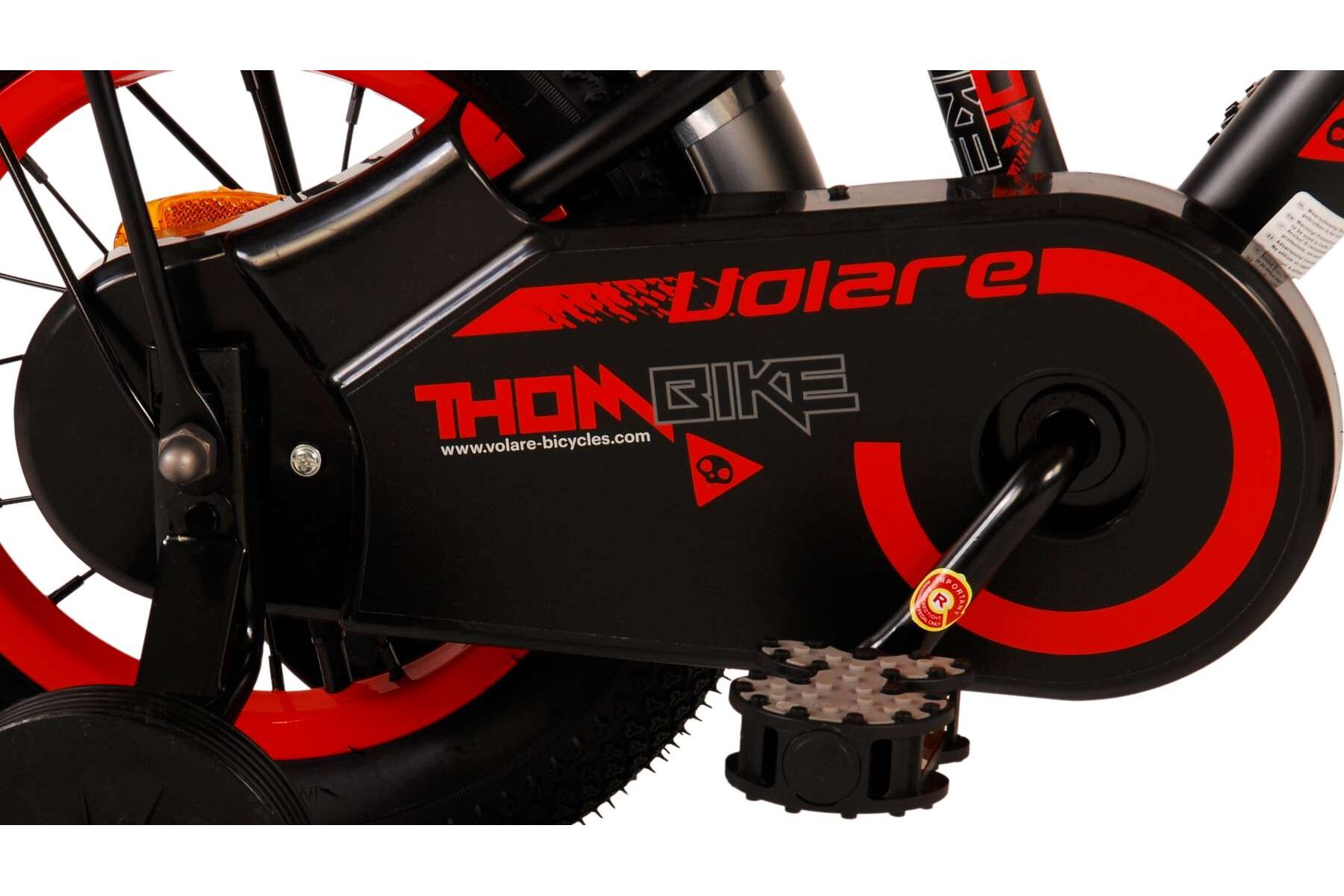 Barncykel Volare Thombike 12 tum – Svart/Röd för barn 3–4 år - 5