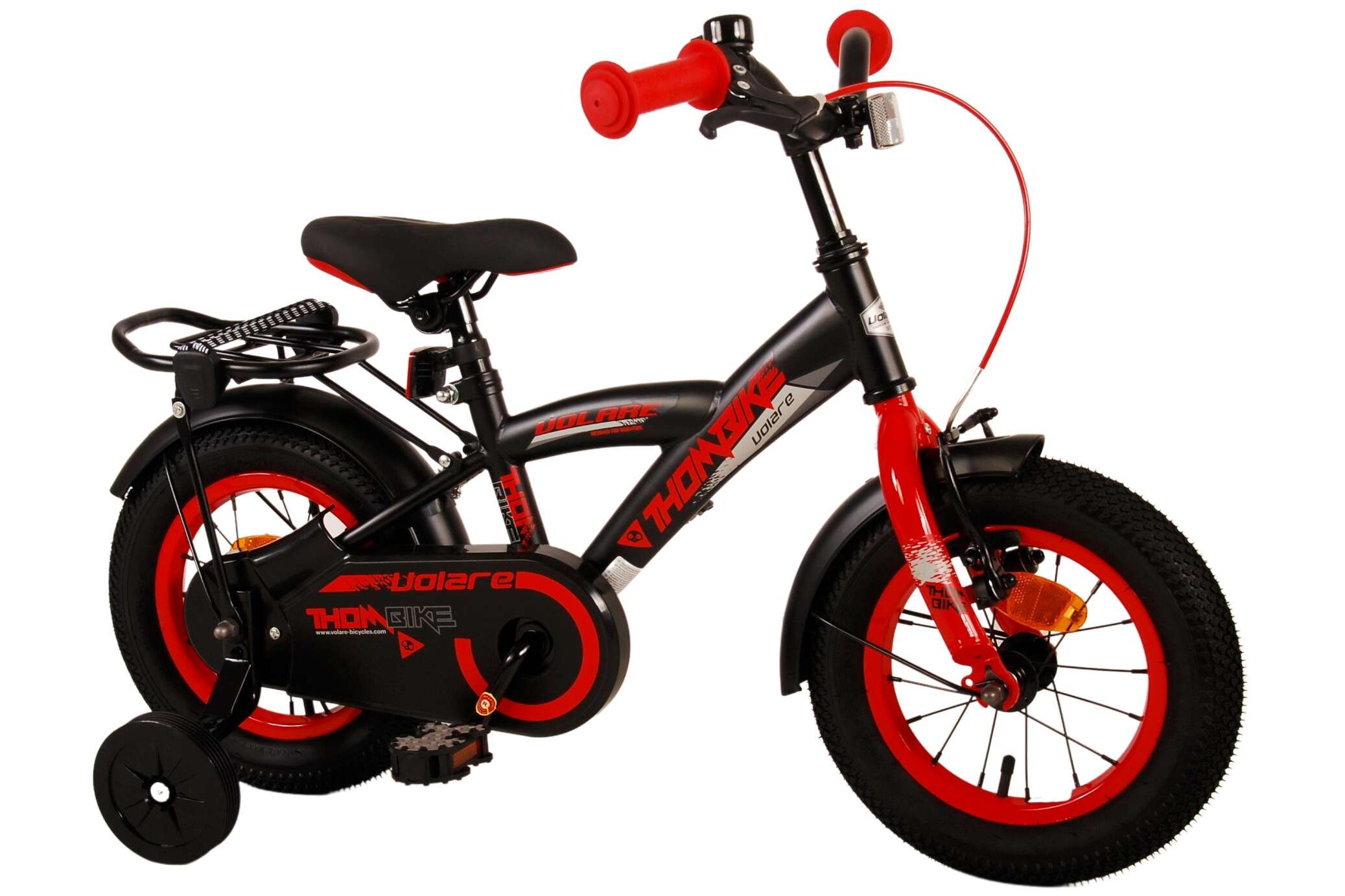 Barncykel Volare Thombike 12 tum – Svart/Röd för barn 3–4 år