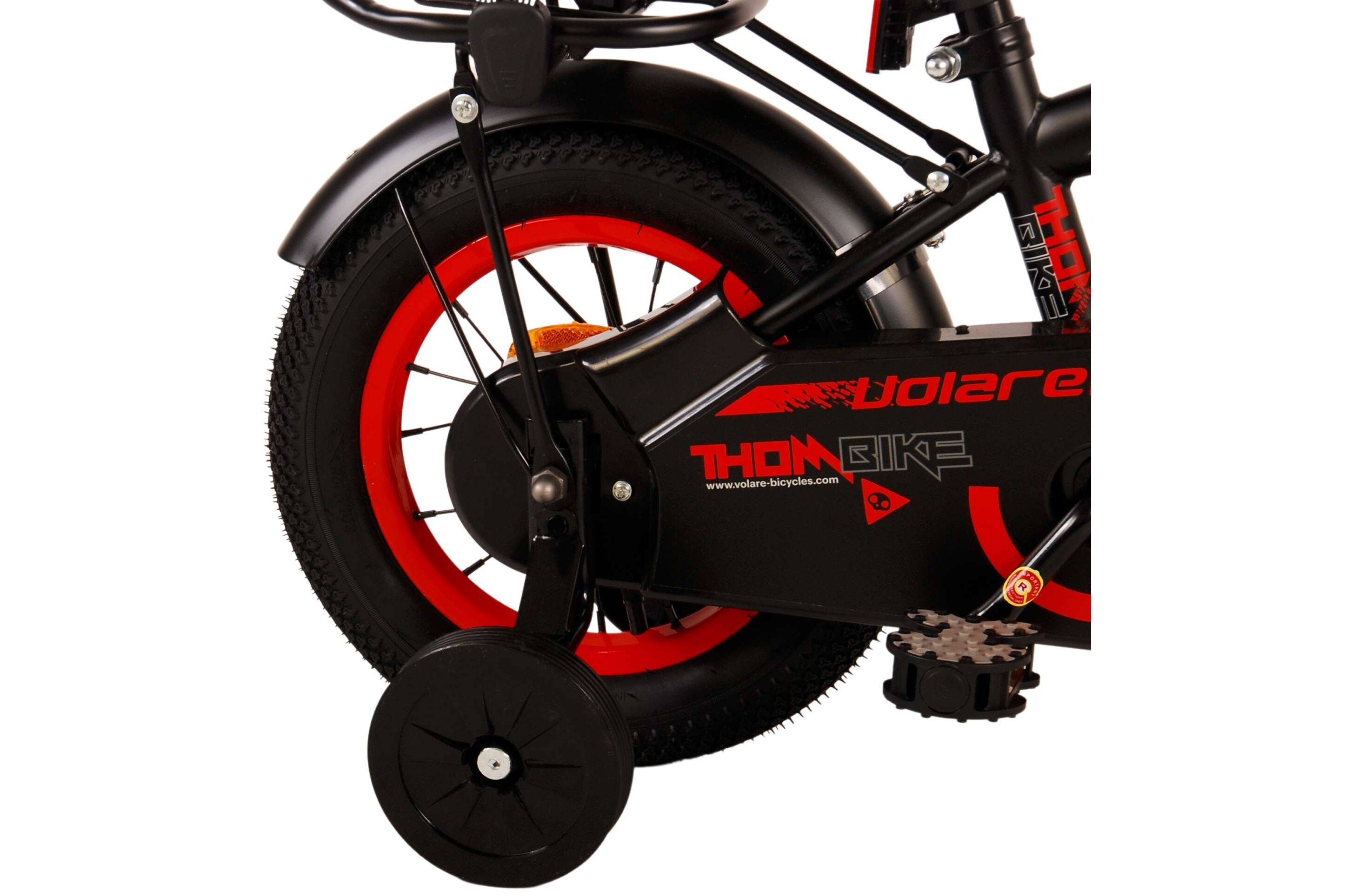 Barncykel Volare Thombike 12 tum – Svart/Röd för barn 3–4 år - 3
