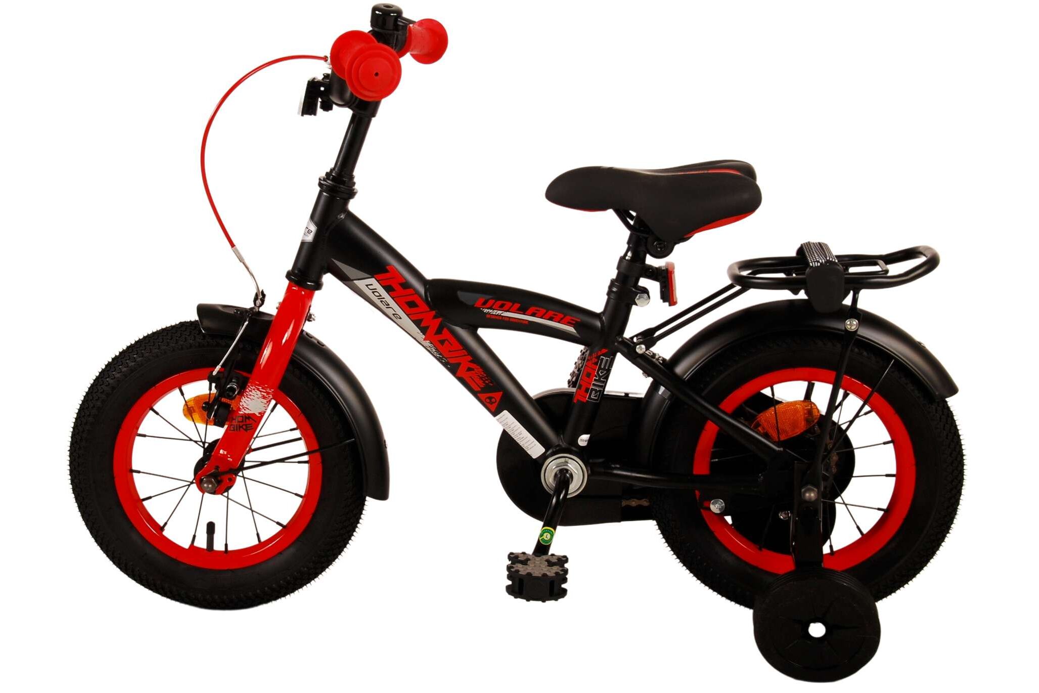 Barncykel Volare Thombike 12 tum – Svart/Röd för barn 3–4 år - 12