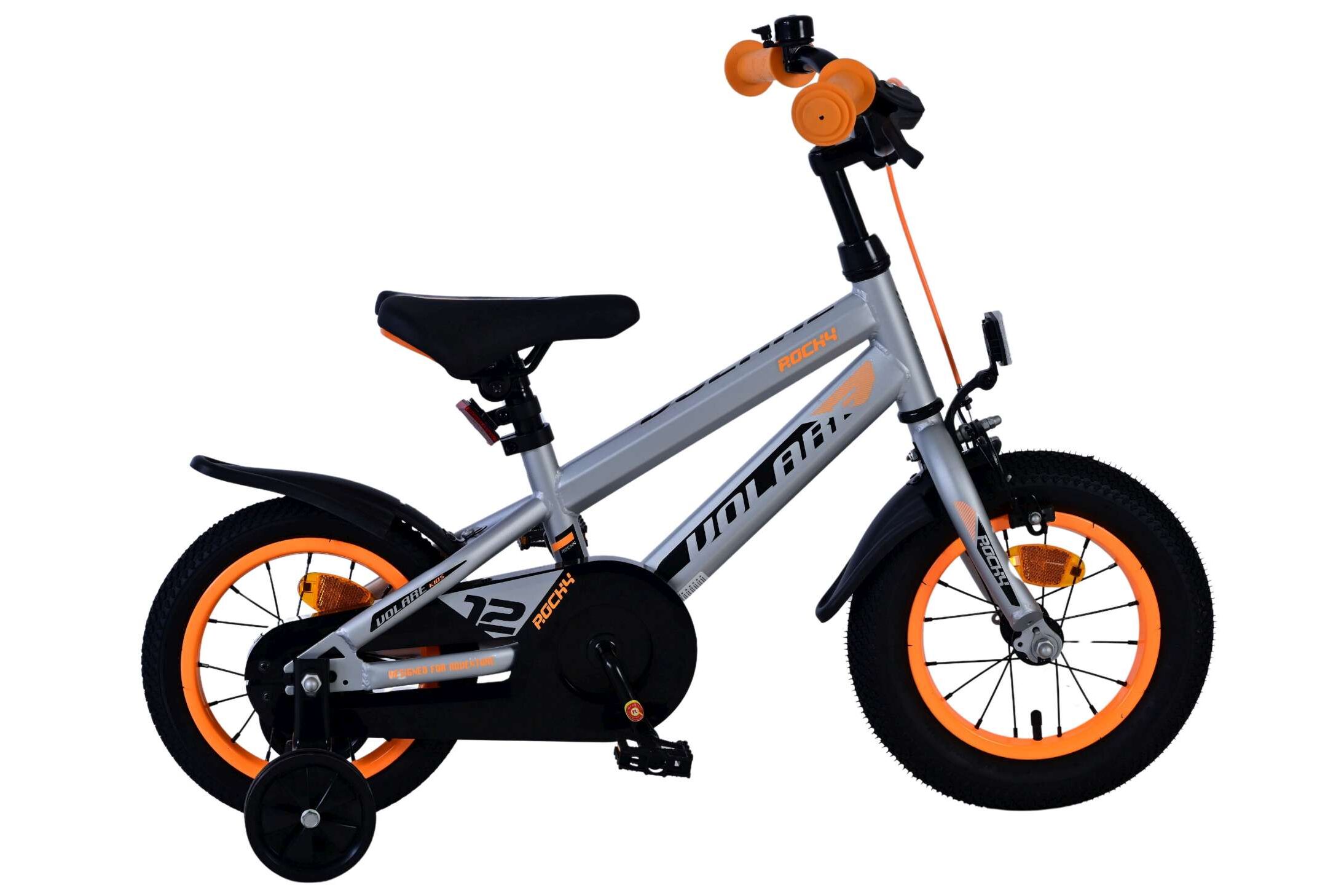 Barncykel Volare Rocky 12 tum – Grå för barn 3–4 år - 10