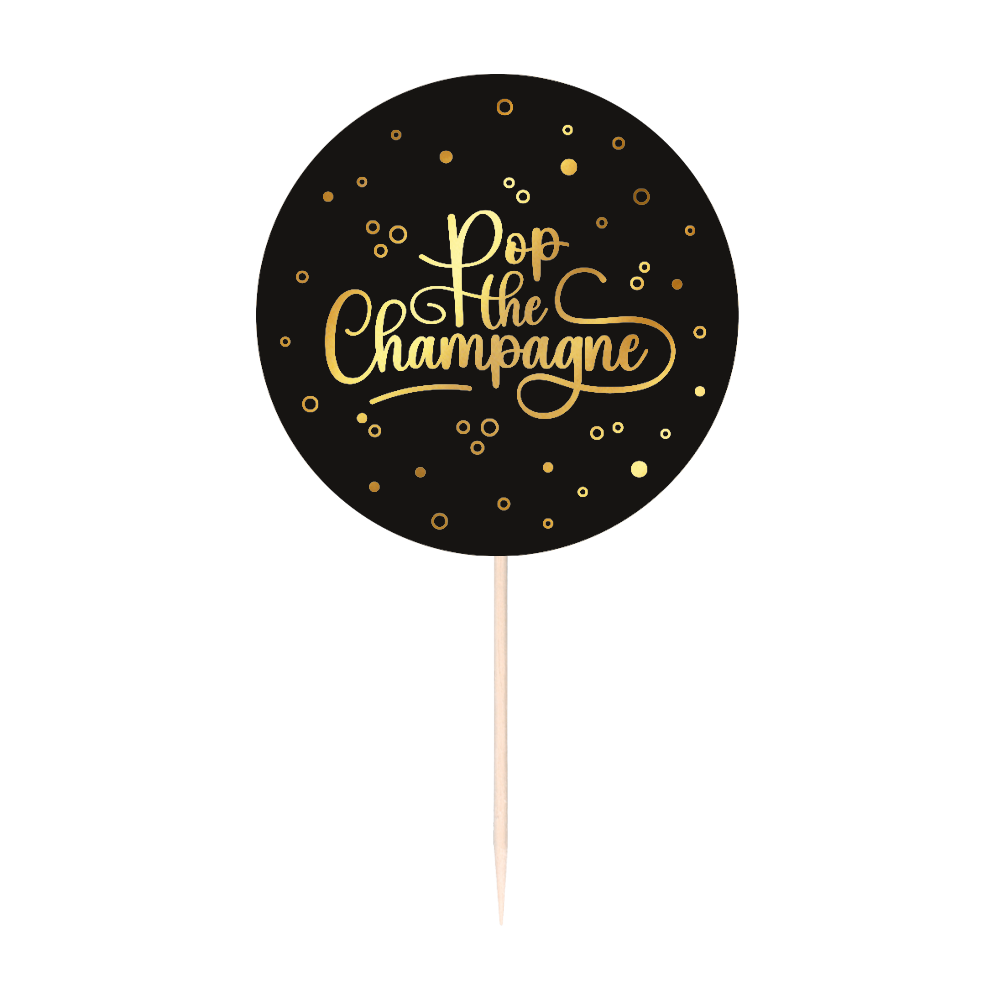 Cake picks - "Pop the champagne"