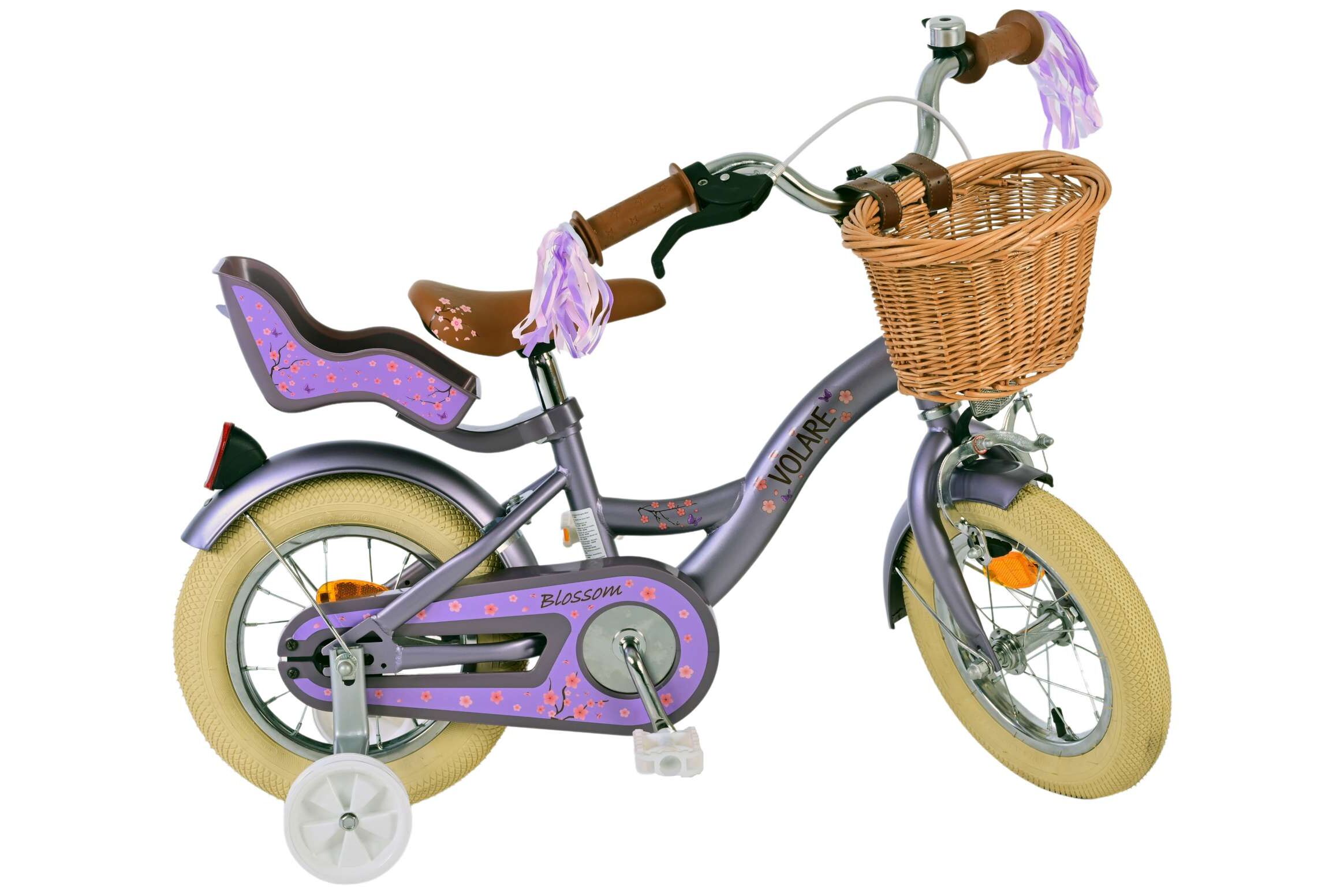 Barncykel Volare Blossom 12 tum – Lila för barn 3–4 år - 2