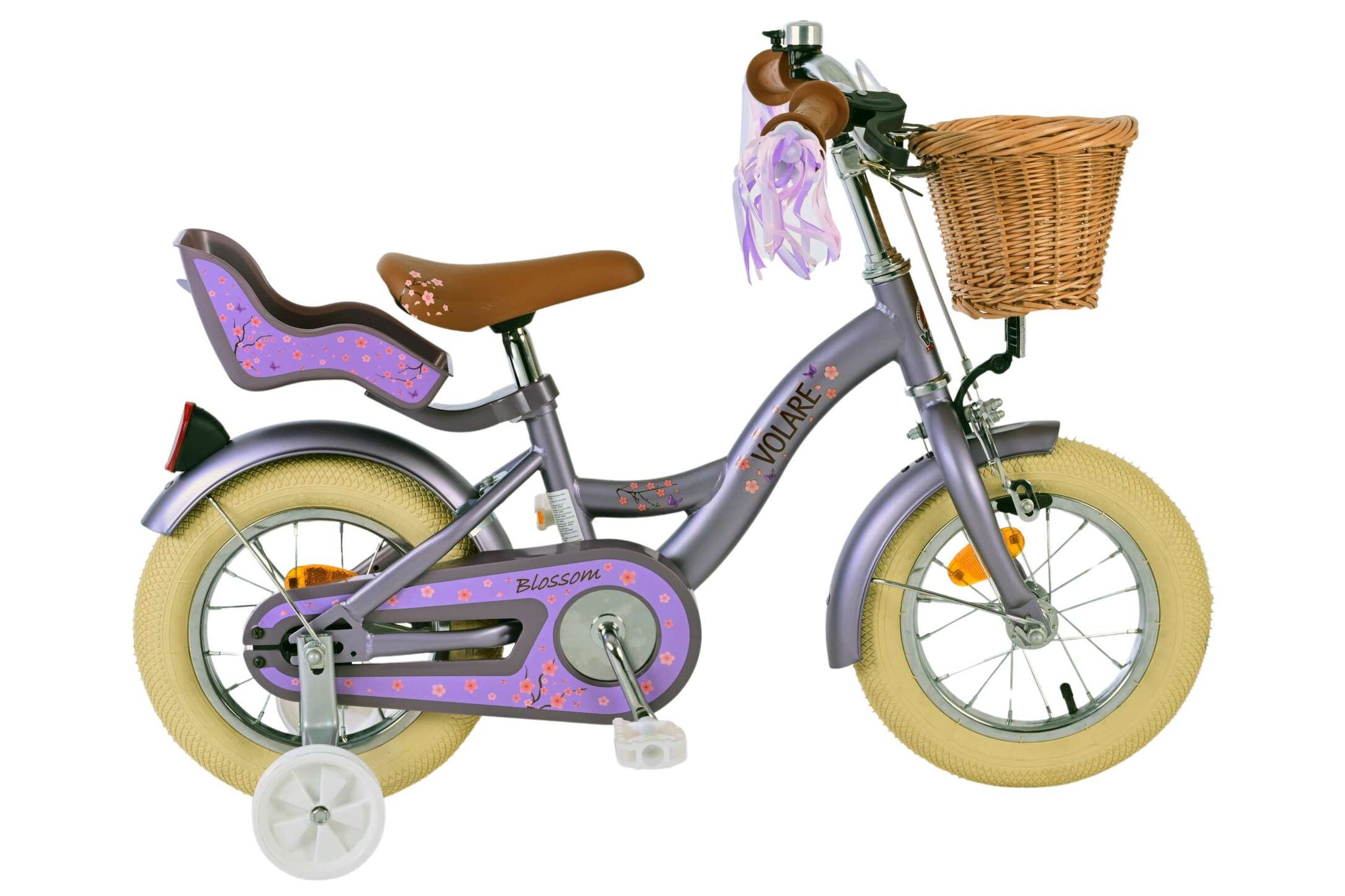 Barncykel Volare Blossom 12 tum – Lila för barn 3–4 år