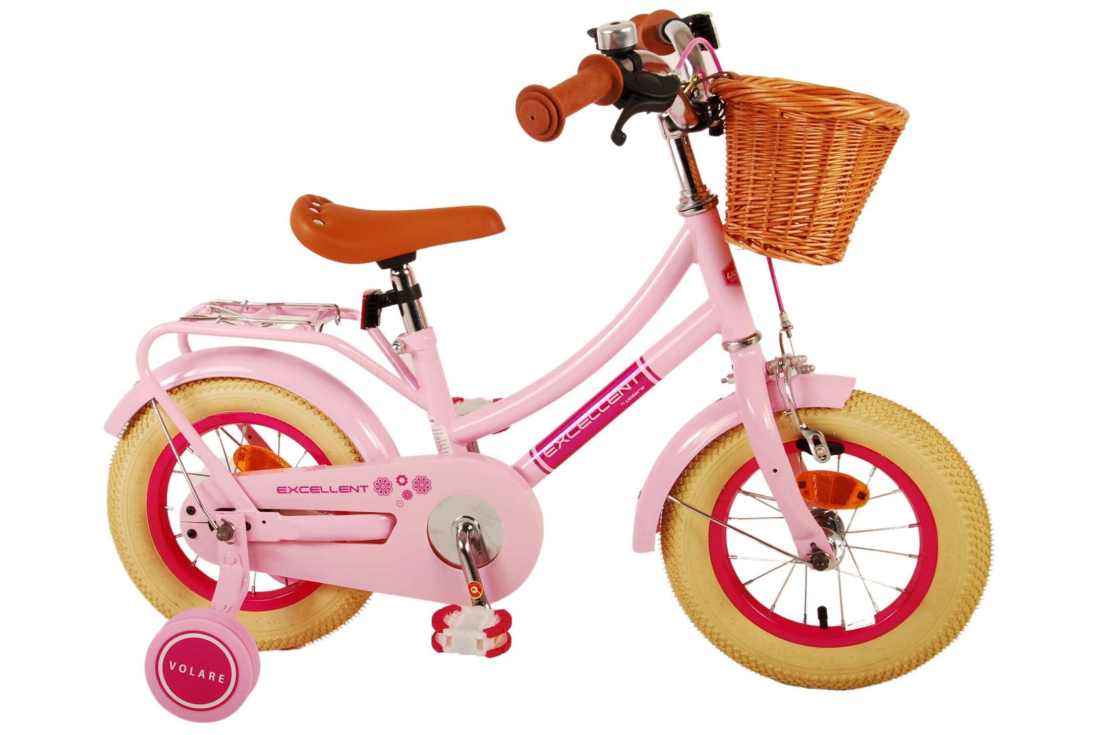 Barncykel Volare Excellent 12 tum – Rosa för barn 3–4 år