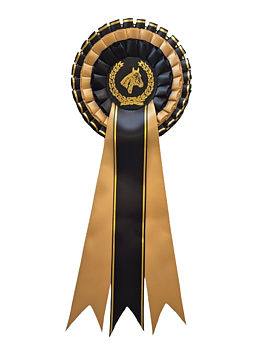 Rea-rosett, Svart/beigeguld med guldbård, 35 cm