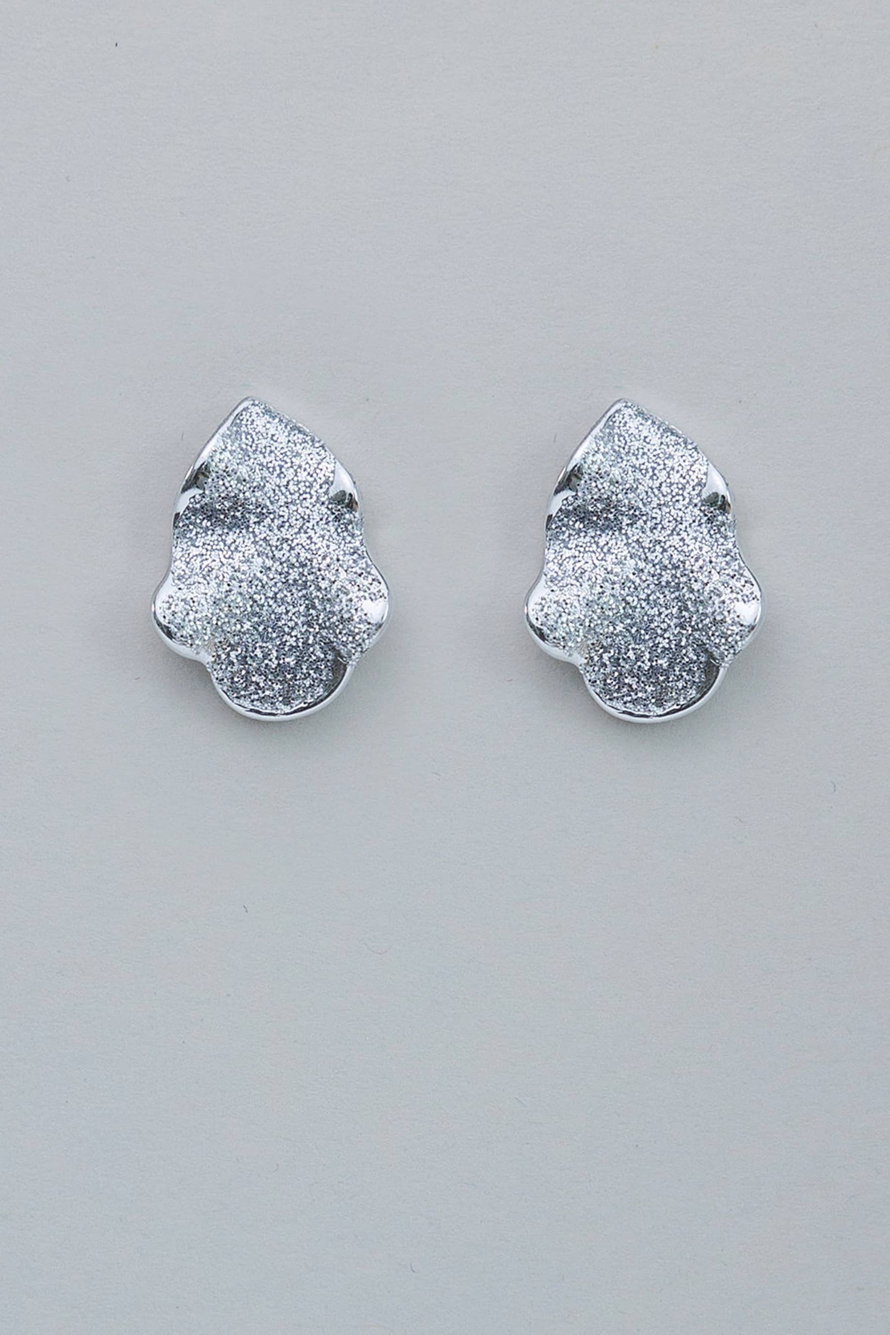 Lip Earrings Small Silver Glitter