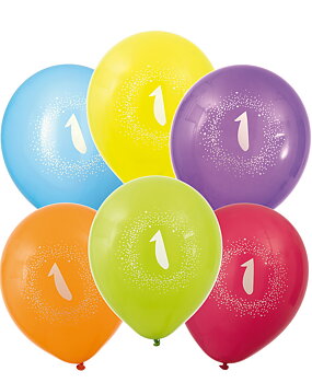 Ballonger 30 cm Sifferballong 1 år, 6-Pack