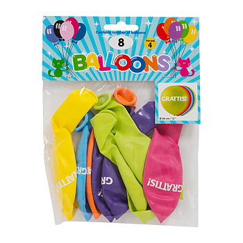 Ballonger 30 cm Grattis 8-Pack