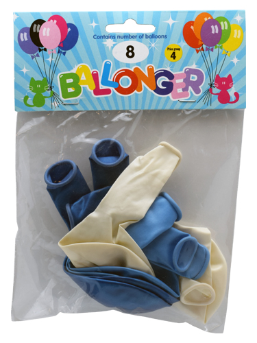 Ballonger 30 cm Metallic Blue  8-Pack