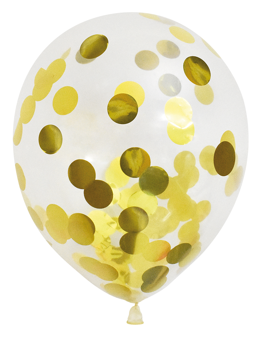 Ballonger 30 cm Confetti Gold 6-Pack